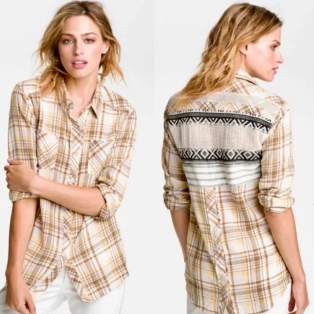 We The Free Park Ranger Plaid Shirt Snap Back Mixed Media